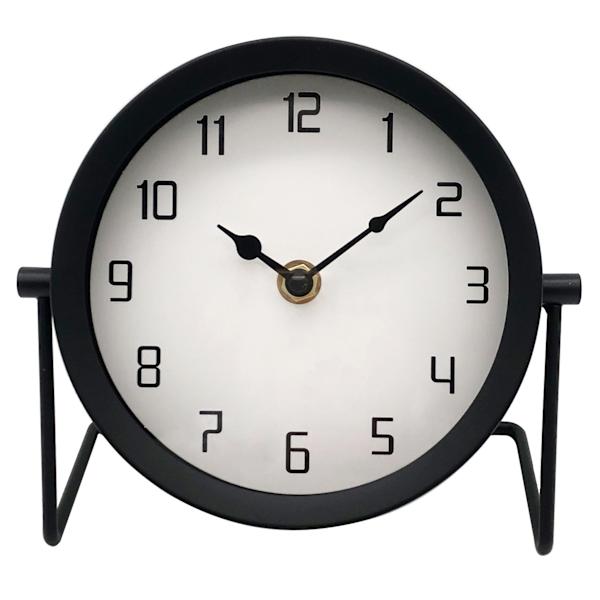 Black Metal Table Clock, 6.5"