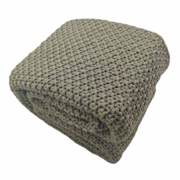 Honeybloom Green Sweater Knit Bed Blanket, Full/Queen