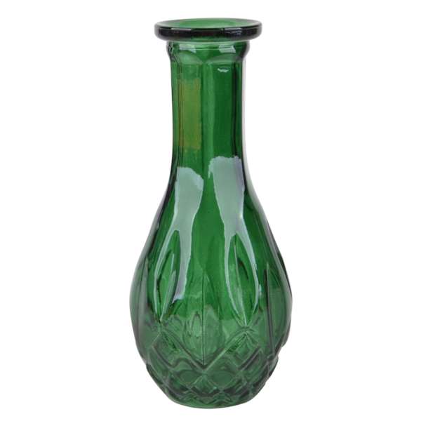 Green Glass Bud Vase, 6.5"