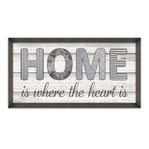 Glass Framed Home Is Where the Heart Is Wall Sign, 26x14