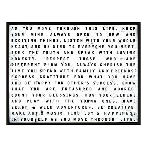 Framed Sentiment Words Wall Sign, 28x22