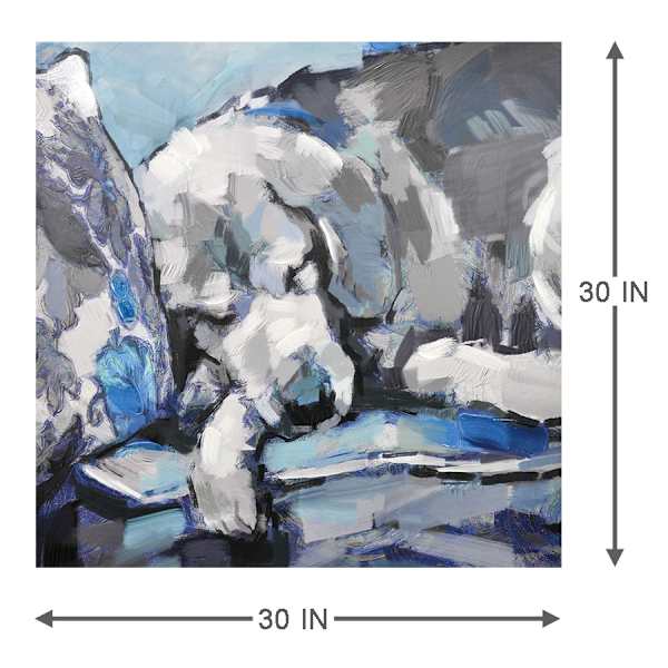 Blue Sleeping Dog Canvas Wall Art, 30"