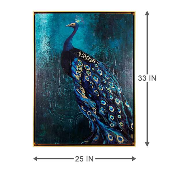 Framed Royal Peacock Canvas Wall Art, 25x33