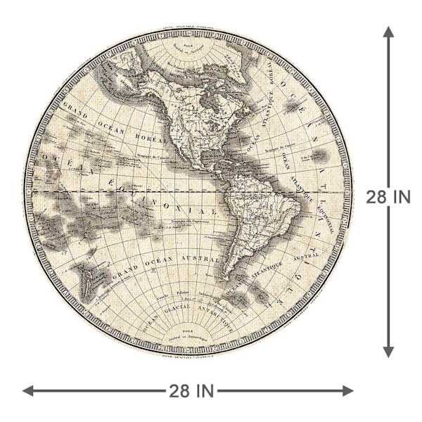French World Map III Round Canvas Wall Art, 28"