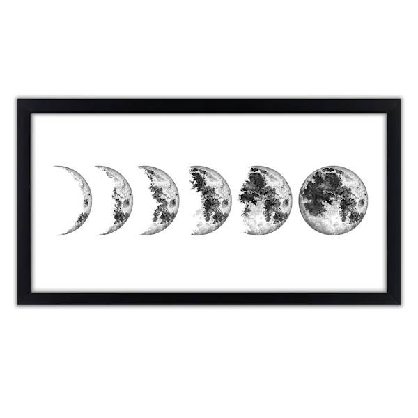Glass Framed Moon Phases Print Wall Art, 26x14