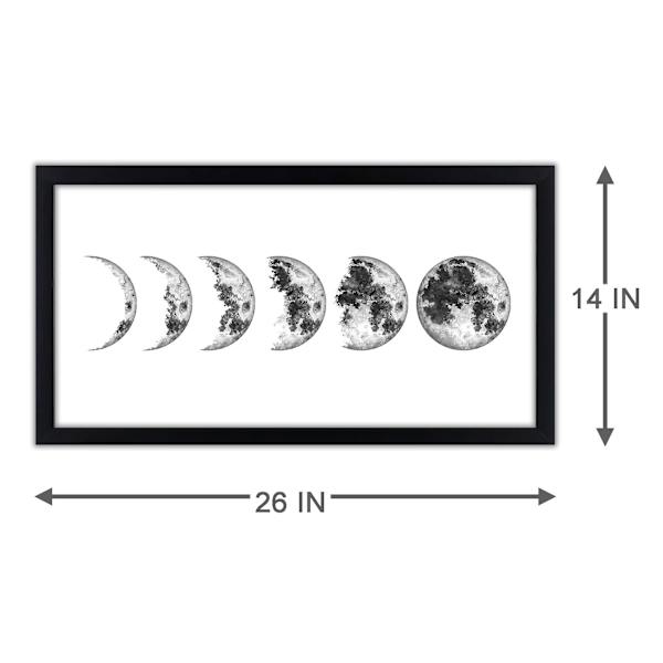 Glass Framed Moon Phases Print Wall Art, 26x14