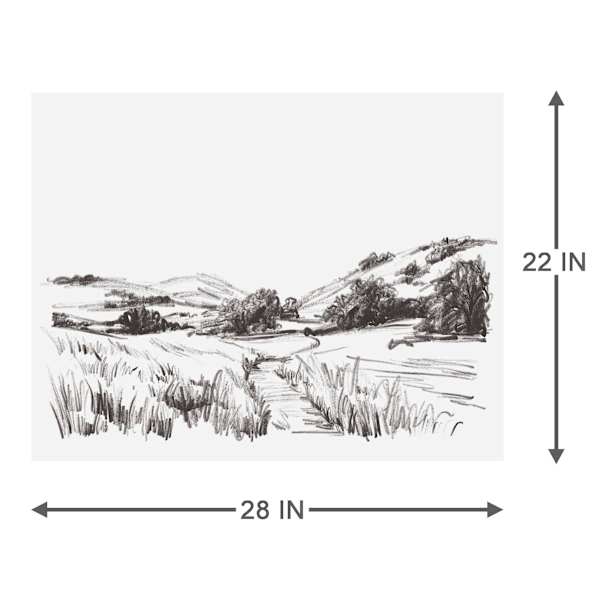 Charcoal Landscape Canvas Wall Art, 28x22