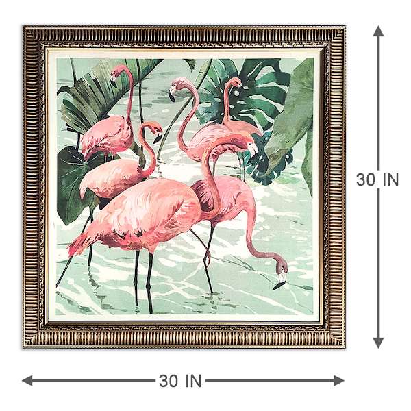 Providence Glass Framed Flamingos Print Wall Art, 30"