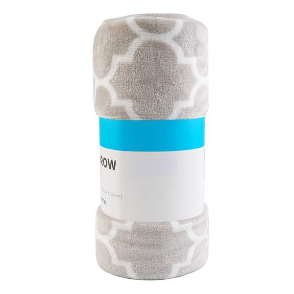 Light Grey Medallion Micro Plush Throw Blanket, 50x60