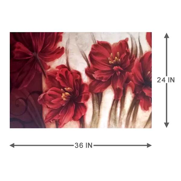 Red Flowers Canvas Wall Art, 36x24