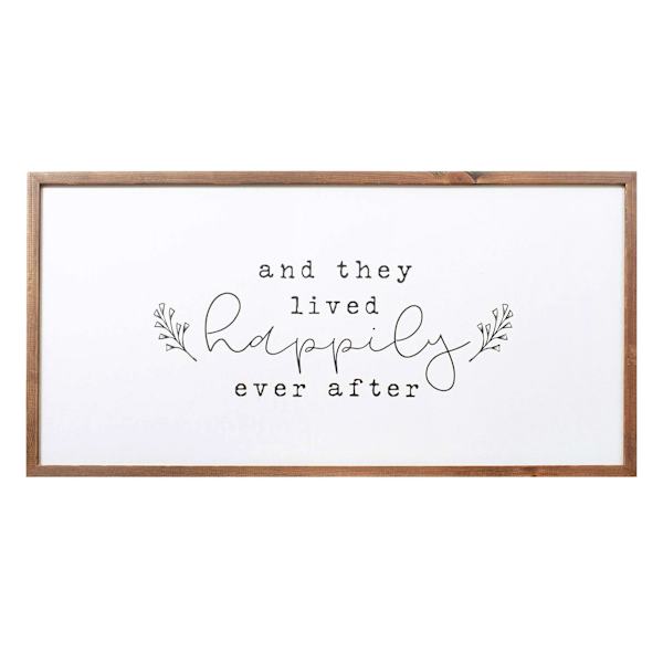 Honeybloom Framed Happy Ever After Canvas Wall Sign, 32x16