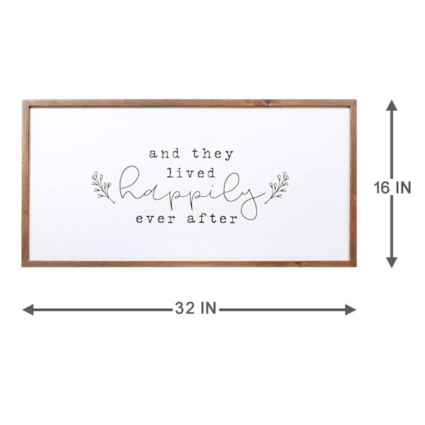 Honeybloom Framed Happy Ever After Canvas Wall Sign, 32x16