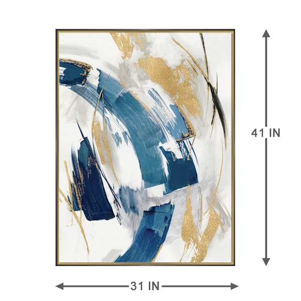 Indigo Crescent II Framed Embellished Abstract Canvas Wall Art, 31x41