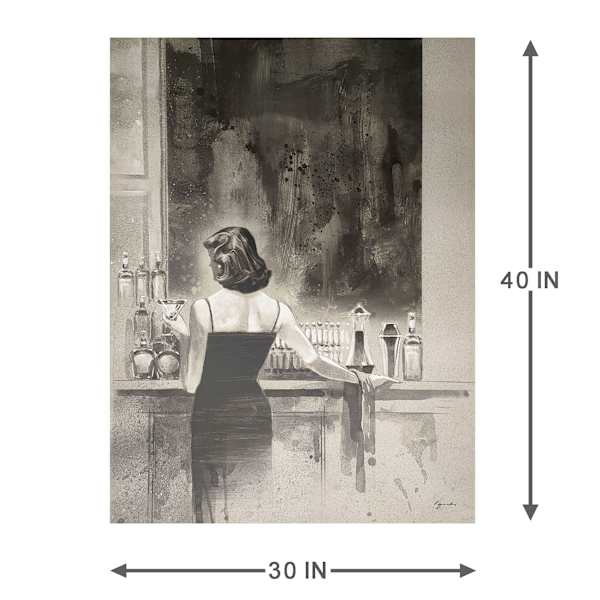 Lady At The Bar Canvas Wall Art, 30x40