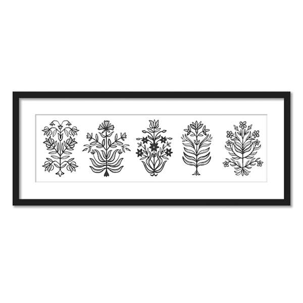 Found & Fable Glass Framed Floral Print Wall Art, 32x13
