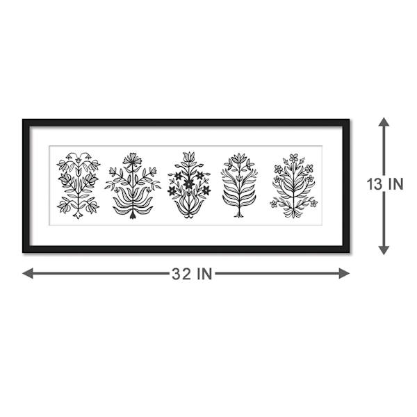 Found & Fable Glass Framed Floral Print Wall Art, 32x13