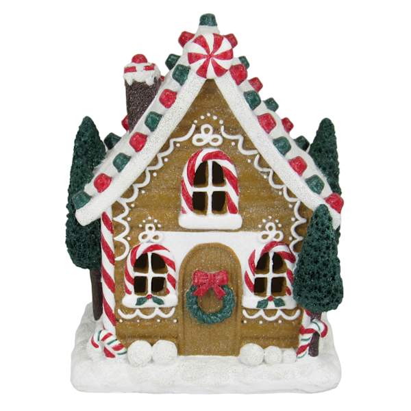 Gingerbread Lane LED Gingerbread Log Cabin, 8"