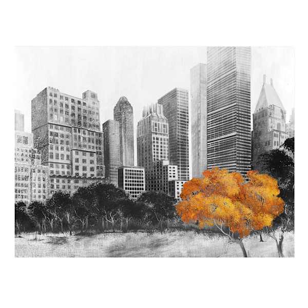 Cityscape Gold Tree Enhanced Canvas Wall Art, 45x60