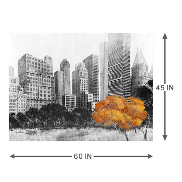 Cityscape Gold Tree Enhanced Canvas Wall Art, 45x60
