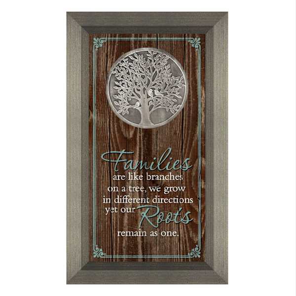 Glass Framed Family Tree Medallion Wall Decor, 7x13