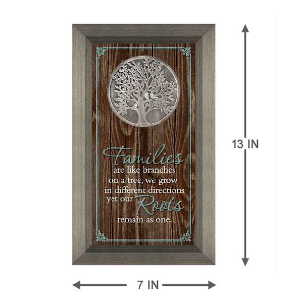 Glass Framed Family Tree Medallion Wall Decor, 7x13