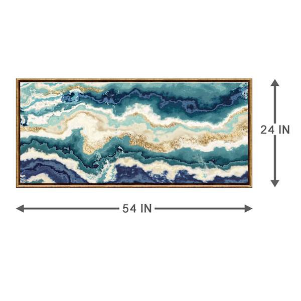 Teal & Indigo Agate Framed Canvas Wall Art, 54x24