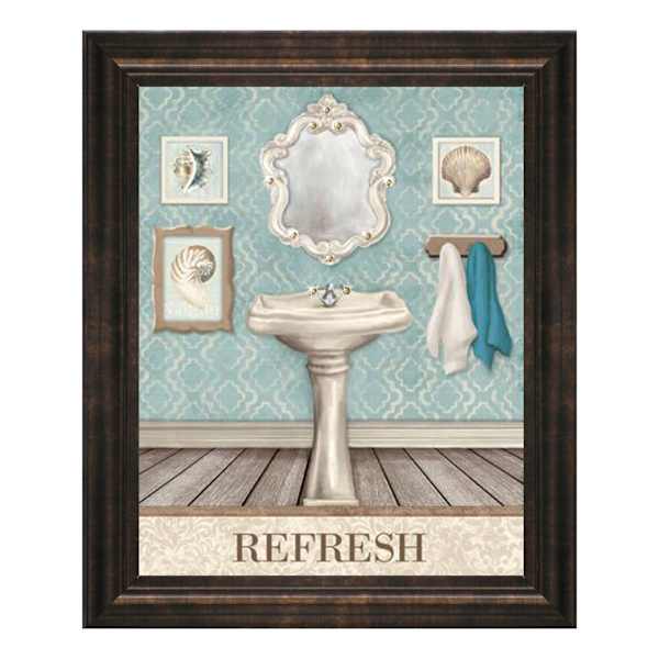 Glass Framed Refresh Bathroom Sink Wall Art, 9x11