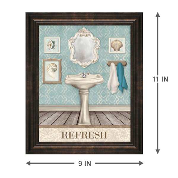 Glass Framed Refresh Bathroom Sink Wall Art, 9x11