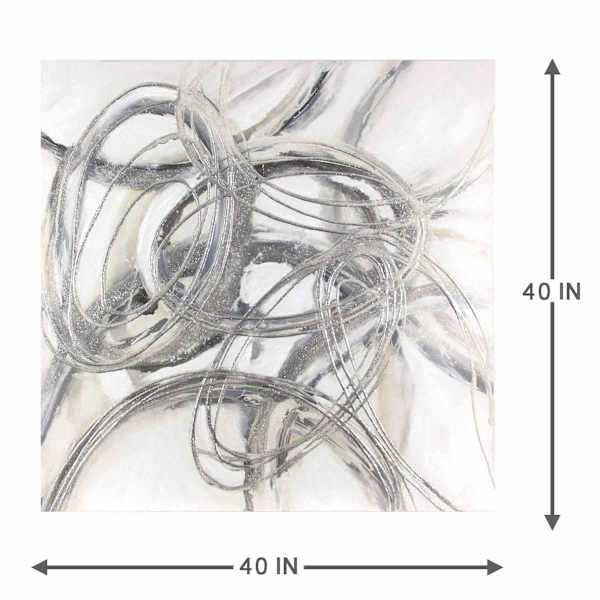 Silver Swirls Enhanced Canvas Wall Art, 40"