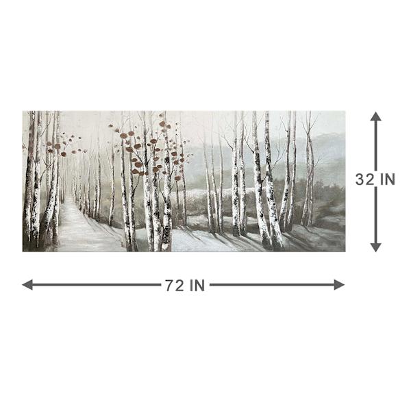 Misty Morning Birch Forest Enhanced Canvas Wall Art, 72x32