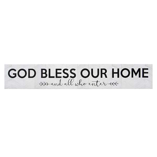 God Bless Our Home Canvas Wall Sign, 36x6
