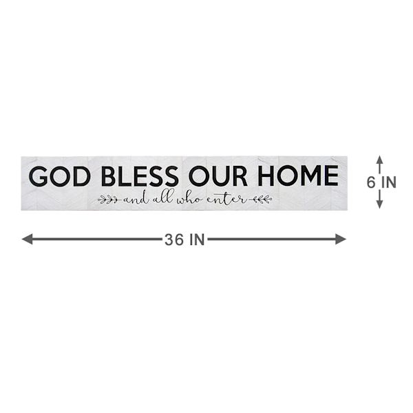 God Bless Our Home Canvas Wall Sign, 36x6