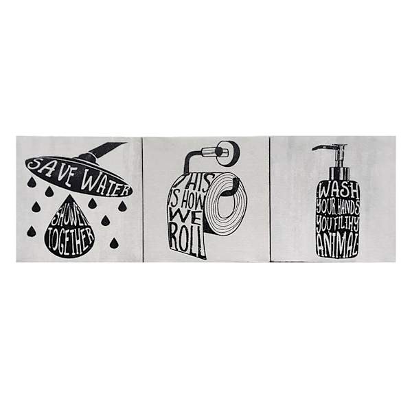3-Piece Snarky Bath Trio with Foil Canvas Wall Art Set, 6"