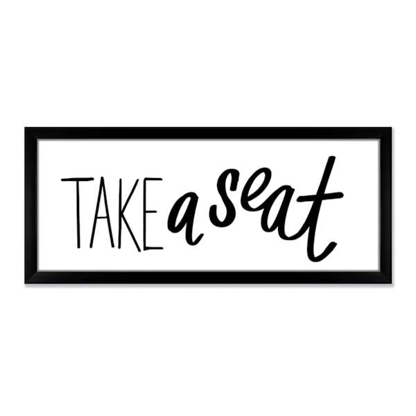 Glass Framed Take a Seat Bathroom Wall Art, 8x20