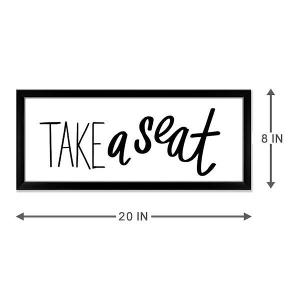 Glass Framed Take a Seat Bathroom Wall Art, 8x20