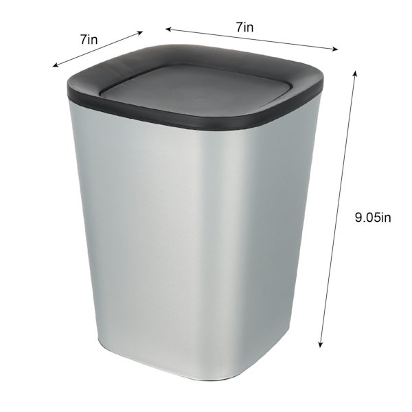 Silver Swing Trash Can with Black Top, 5l
