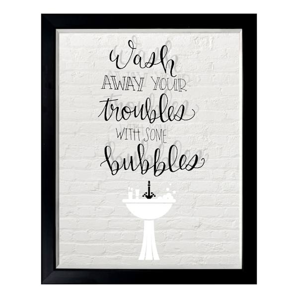 Glass Framed Bathroom Print Wall Art, 12x15