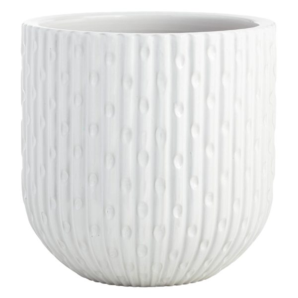 Providence White Dimpled Round Outdoor Planter, Large