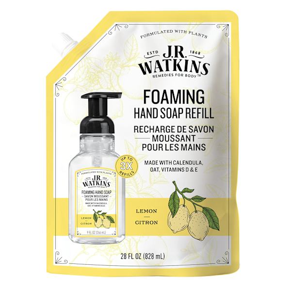 JR Watkins Hand Soap Foaming 28 Fl Oz Lemon Refill