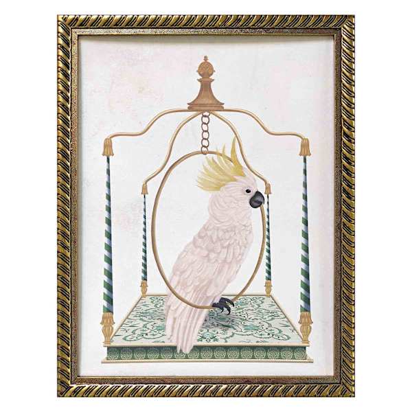 Glass Framed Cockatoo Print Wall Art, 13x17