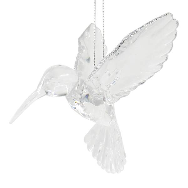 Clear Iridescent Hummingbird Ornament, 4.25"