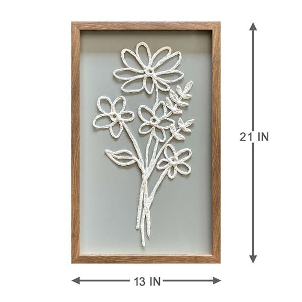 Providence Glass Framed Paper Flower Wall Art, 13x21