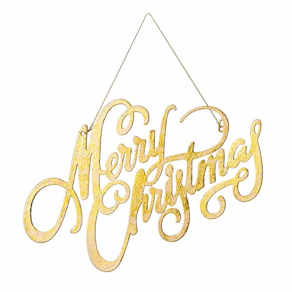 Gold Cutout Merry Christmas Ornament, 8"