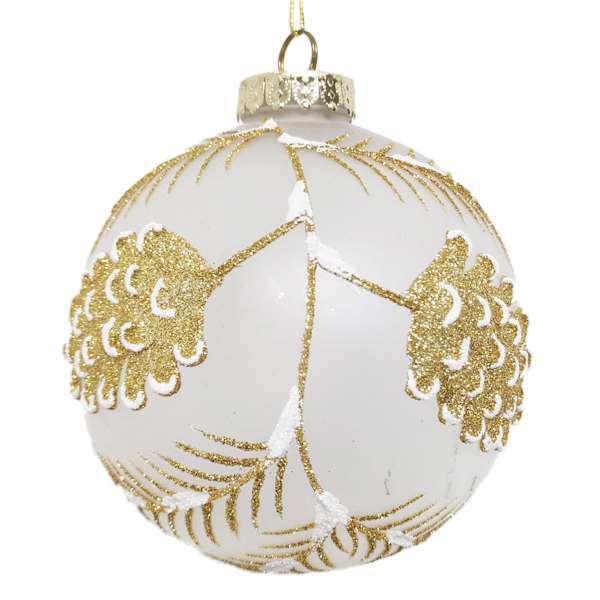 Clear with Gold Leaves Ball Ornament, 150mm