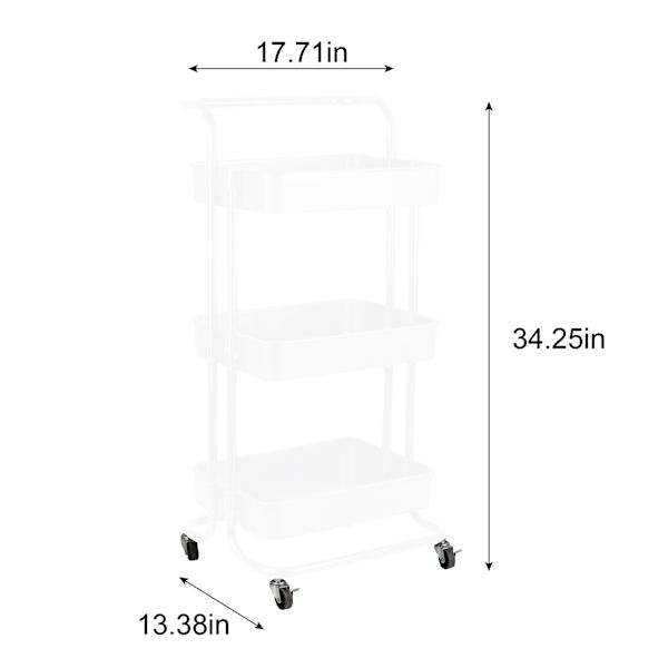 3-Tier Rolling Storage Cart, White
