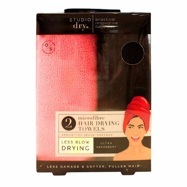 2Pack Hair Turban Black And Pink