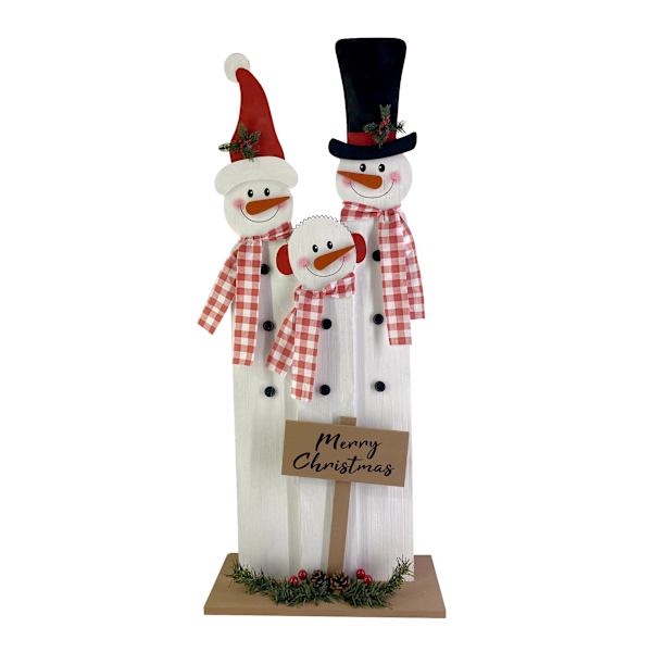 Homespun Holiday Merry Christmas Snowman Family Decor, 34"