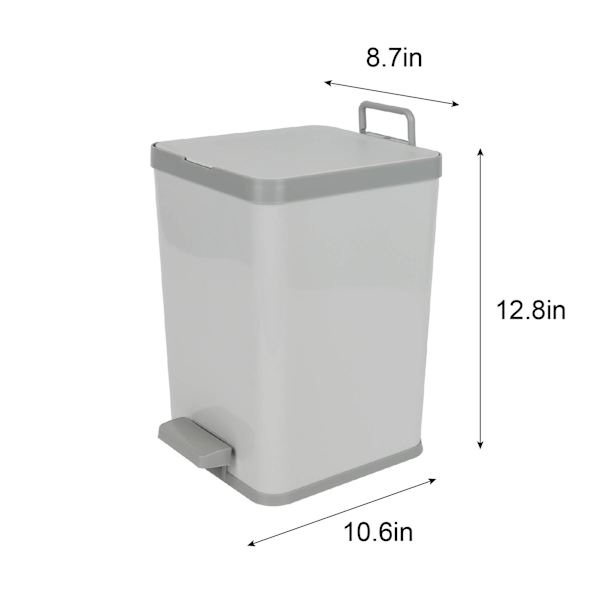 Grey Step Trash Can with Removable Inner, 8.5l