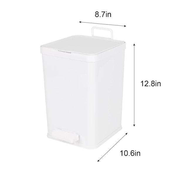 White Step Trash Can with Removable Inner, 8.5l