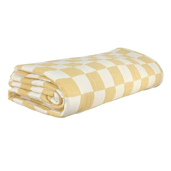Honeybloom 3-Piece Yellow Checkered Matelasse Coverlet Set, Full/Queen